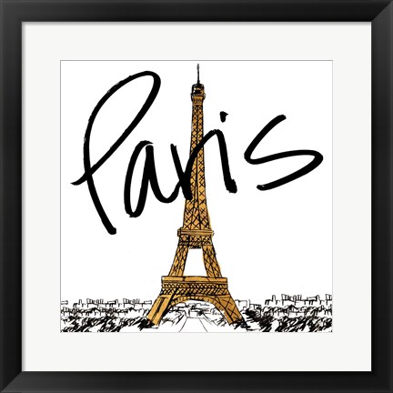 Framed Gold Eiffel in Paris Print