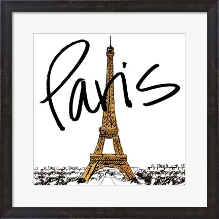 Framed Gold Eiffel in Paris Print