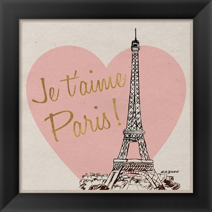 Framed Je t&#39;aime Paris! Print