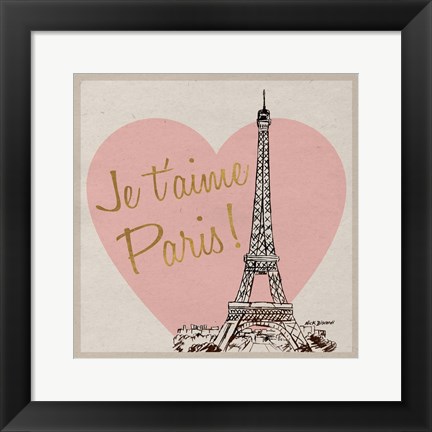 Framed Je t&#39;aime Paris! Print