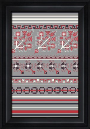 Framed Nordic Cross Stitch Gray Print
