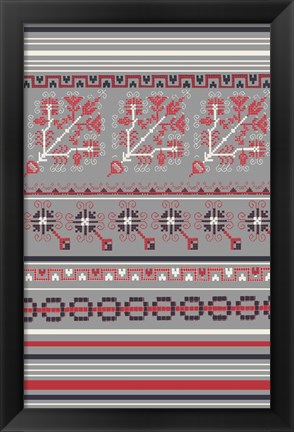 Framed Nordic Cross Stitch Gray Print