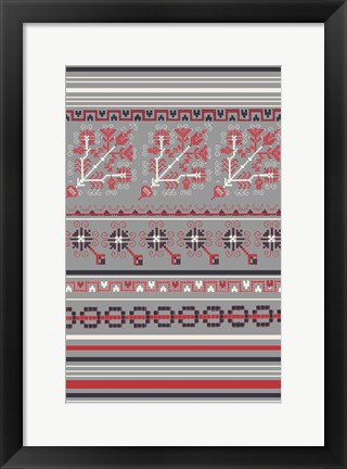 Framed Nordic Cross Stitch Gray Print