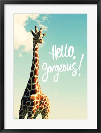Framed Hello Gorgeous Giraffe Print