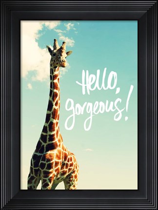 Framed Hello Gorgeous Giraffe Print