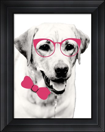 Framed Pink Pop on Pup Print