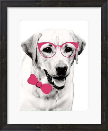 Framed Pink Pop on Pup Print