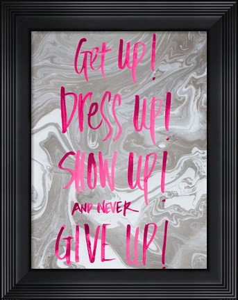 Framed Never Give Up Grey Marble Print