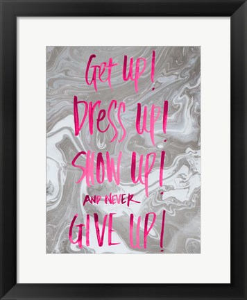 Framed Never Give Up Grey Marble Print