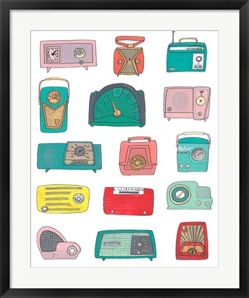 Framed Retro Radios Print