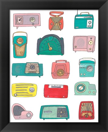 Framed Retro Radios Print