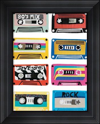 Framed Retro Mix Tapes Print