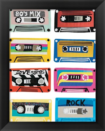 Framed Retro Mix Tapes Print