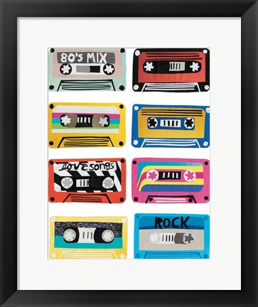 Framed Retro Mix Tapes Print