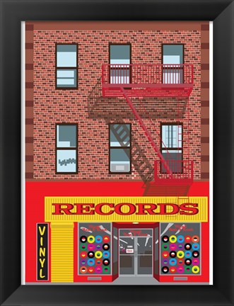 Framed Vinyl Records Print