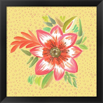 Framed Bright Flower on Dots Print