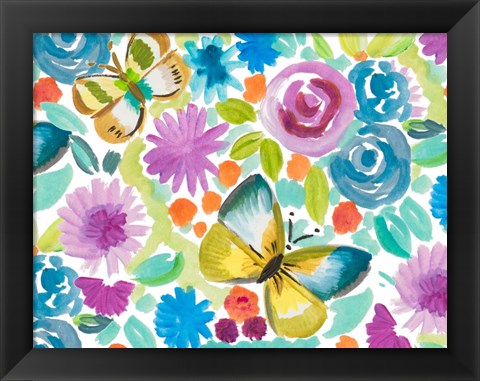 Framed Tropical Butterfly Garden Print