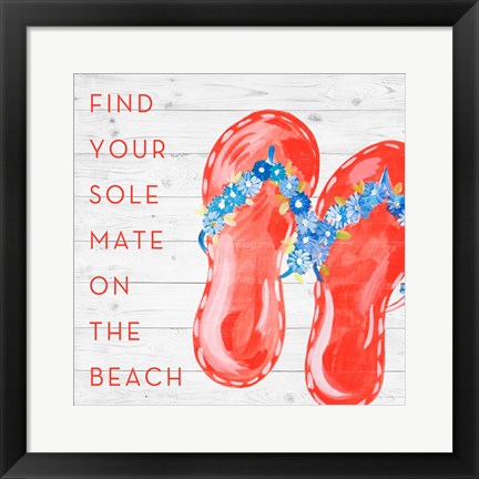 Framed Find Your Sole Mate on the Beach Print