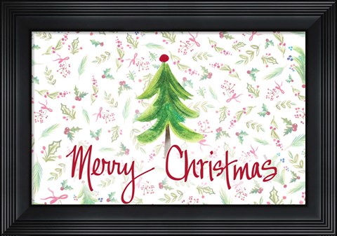 Framed Merry Christmas Tree Print