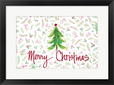 Framed Merry Christmas Tree Print