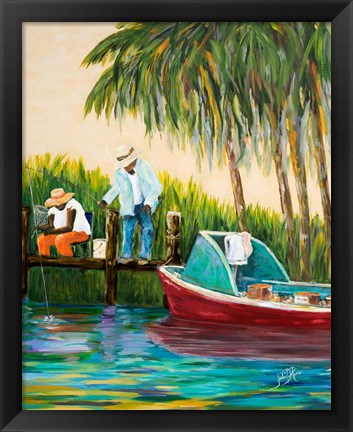 Framed Dock Fishing Print