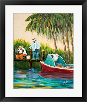 Framed Dock Fishing Print