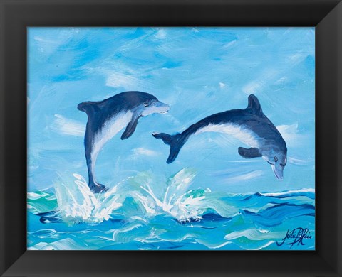 Framed Soaring Dolphins II Print