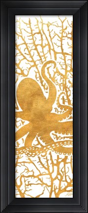 Framed Sealife on Gold I Print