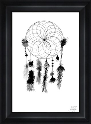 Framed Dark Midnight Dream Catcher I Print