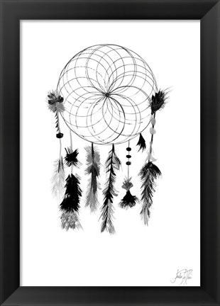 Framed Dark Midnight Dream Catcher I Print