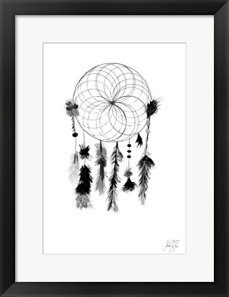 Framed Dark Midnight Dream Catcher I Print