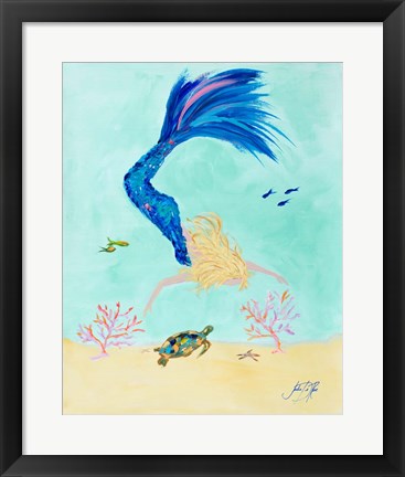 Framed Mermaid and Sea Turtle I Print