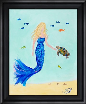 Framed Mermaid and Sea Turtle II Print