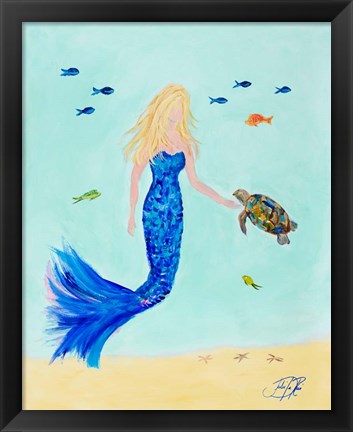 Framed Mermaid and Sea Turtle II Print