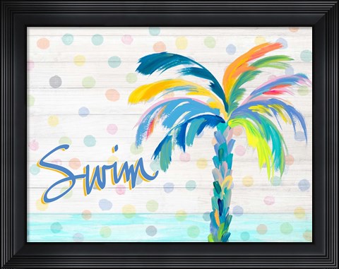 Framed Swim Near the Palm Tree Print