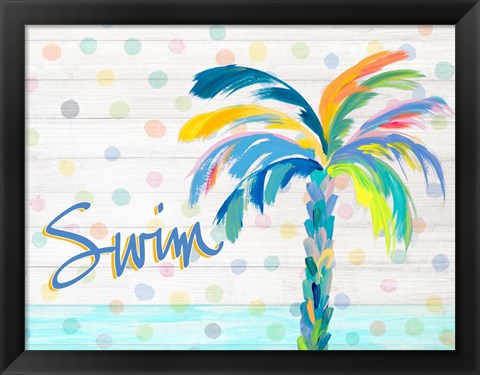 Framed Swim Near the Palm Tree Print