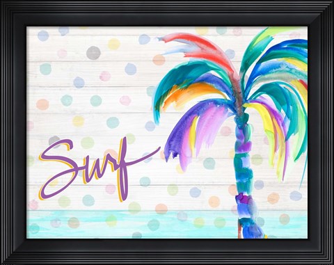 Framed Surf Near the Palm Tree Print