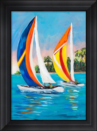 Framed Morning Sails Vertical I Print