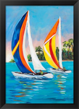 Framed Morning Sails Vertical I Print