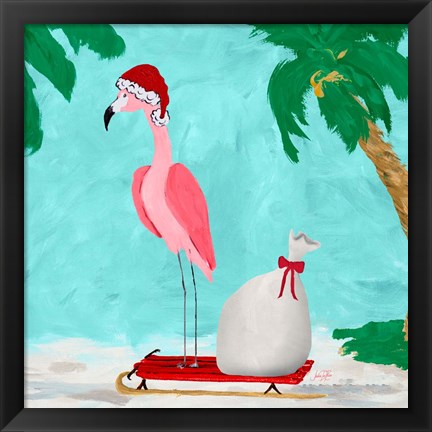 Framed Fa La La La Flamingo Holiday II Print