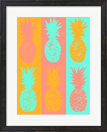 Framed Vibrant Striped Pineapples Print
