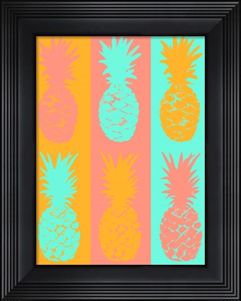 Framed Vibrant Striped Pineapples Print