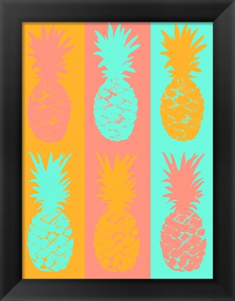 Framed Vibrant Striped Pineapples Print