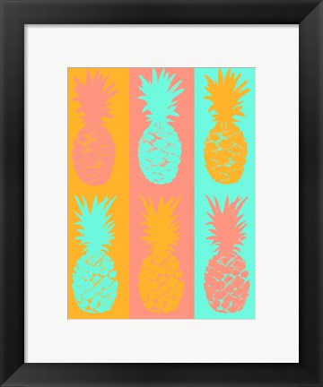 Framed Vibrant Striped Pineapples Print