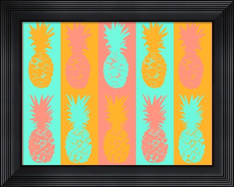 Framed Vibrant Pineapples Fiesta Print