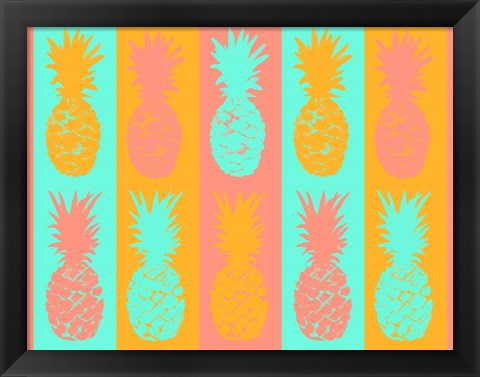 Framed Vibrant Pineapples Fiesta Print