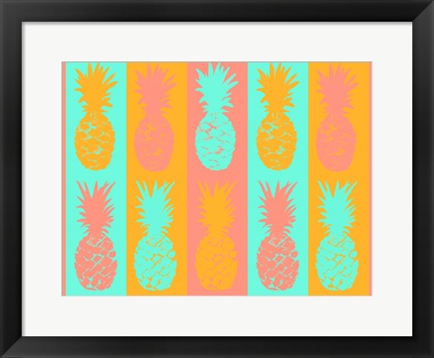 Framed Vibrant Pineapples Fiesta Print