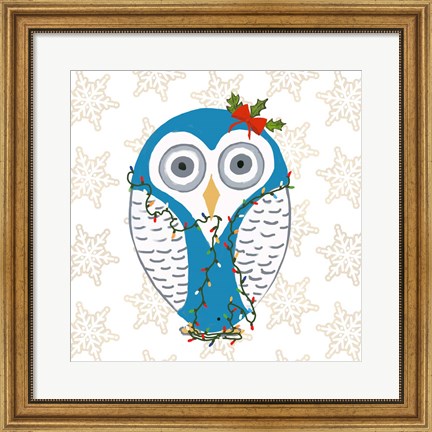 Framed Christmas Owl I Print