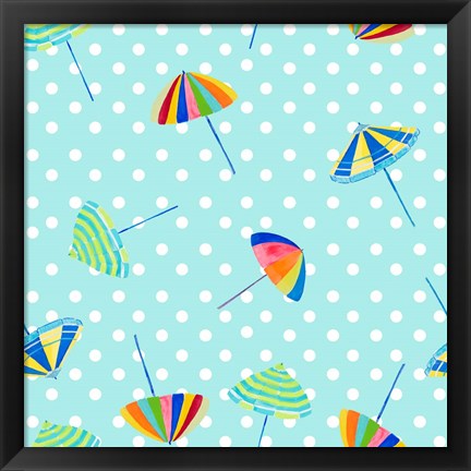 Framed Beach Umbrellas on Dots Print