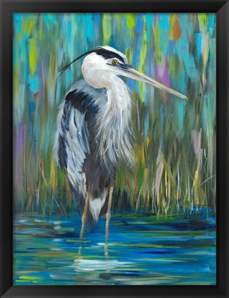 Framed Standing Heron I Print